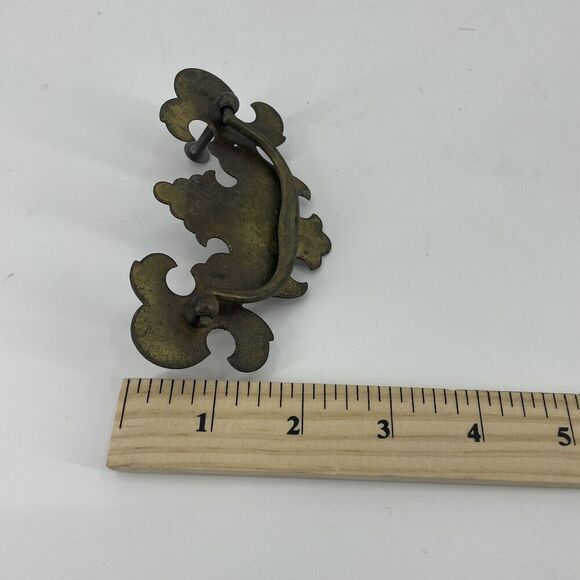 Chippendale Colonial Brass Antique Hardware Batwing Drawer Pull 2 1/2" center - Picture 10 of 12